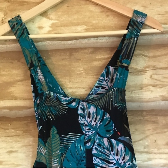 MUDD tropical print lightweight bib overall romper shorts size XS - Picture 3 of 10